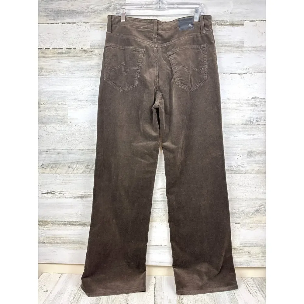 AG Womens 30 Brown Kora High Rise Wide Leg Corduroy Casual Dress Pants Designer
